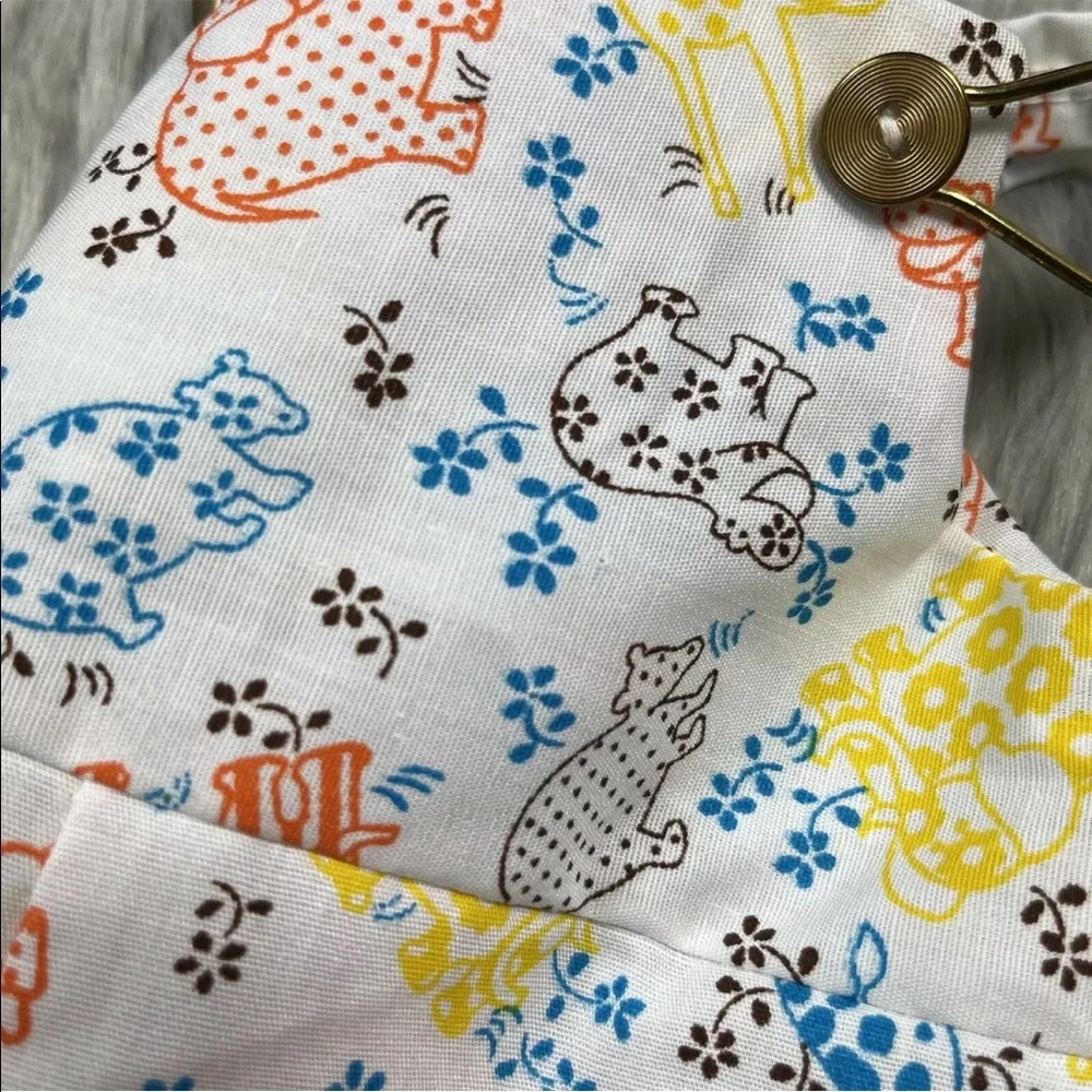 Vintage Baby White Blue Yellow Orange Animal Floral Romper